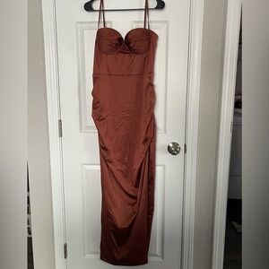 Bronze Spaghetti Strap Slit Cocktail Dress size 8-10